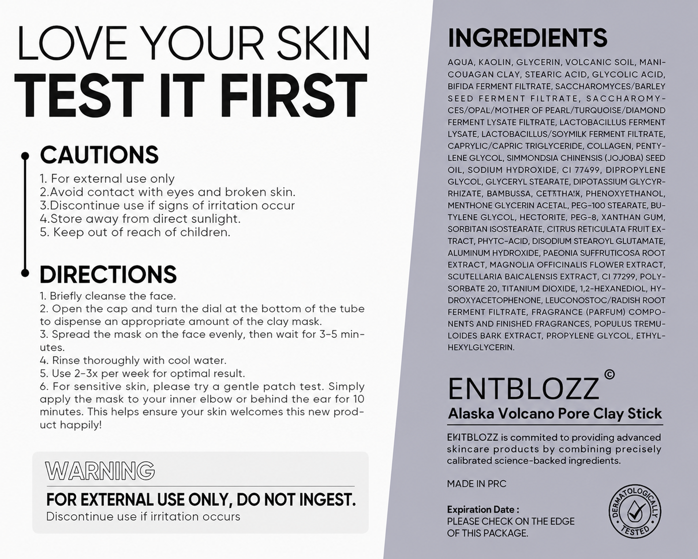 🔥🔥Entblozz® Alaska Volcano Pore Clay Stick💖