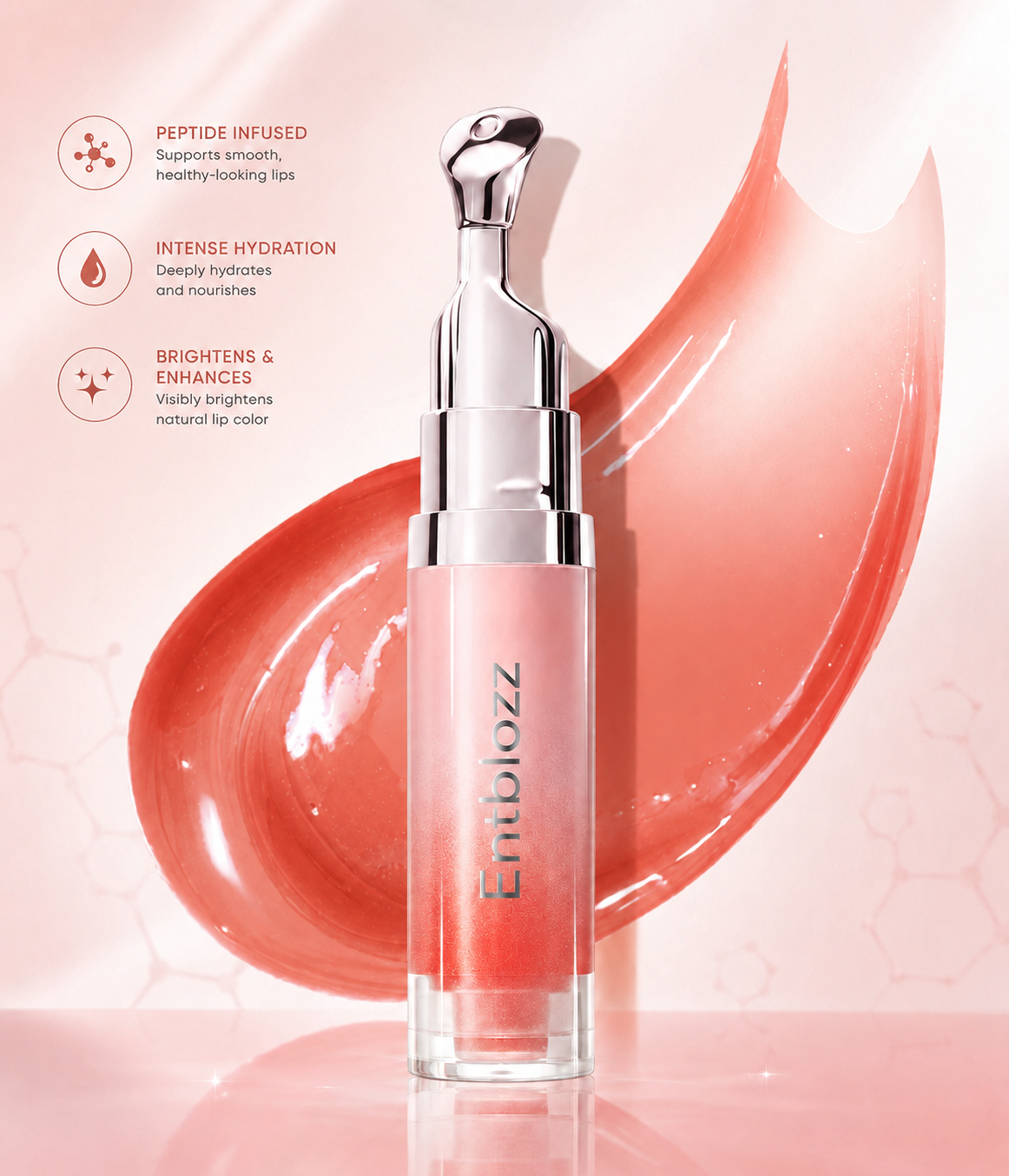 💖Entblozz®Peptide Brightening Lip Serum – Hydrating, Smooth, Glossy Tint for Fuller, Soft Lips